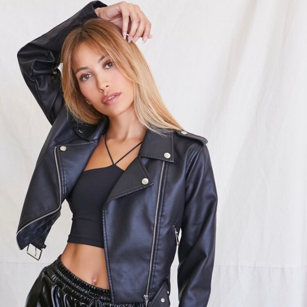 Faux Leather Moto  Jacket